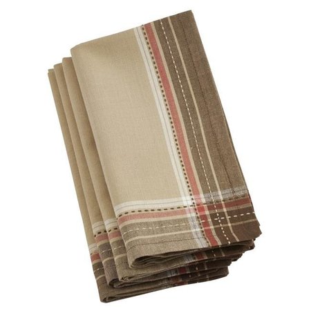 SARO LIFESTYLE SARO 9745.N20S 20 in. Square Cotton Table Napkins with Stitched Border Design - Natural  Set of 4 9745.N20S